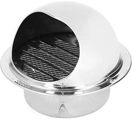 Rejilla de Ventilación 110mm con Malla Fina, Redonda Acero Inoxidable Cubierta de Rejilla de Ventilación Prueba de Lluvia con Salida de Ventilación y Rejilla Gruesa para el Sistema de Aire Fresco