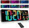 XREXS 16,5 Wanduhr Digitale Groß [RGB], Digitale Wanduhr mit 10 Farben, Fernsteuerung, Helligkeit/Lautstärke einstellbar, stündliches Glockenspiel, Digitaler Kalender und Hygrometer, Cable Powered