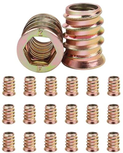 20 Stück Einschraubmutter M10x20mm, Jeboler Gewindeeinsätze Einpressmuttern Gewindehülsen Einschraubhülse, Gewindeeinsatz Holz Einschraubhülse Hülsenmutter, Zink Einschraubmuffen für Holzmöbel