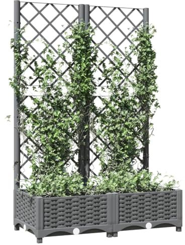 Kavolet Pot de Fleurs avec Treillis de Jardin, Gris Clair, 80 x 40 x 121,5 cm, PP