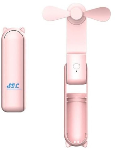 SIC - Mini Ventilatore Portatile, Ventilatore Portatile a Batteria, Ventilatore da Scrivania Silenzioso Piccolo, Ventilatori Portatili Ufficio, Powerbank Ventilatore Ricaricabile Porta Tipo C (Rosa)