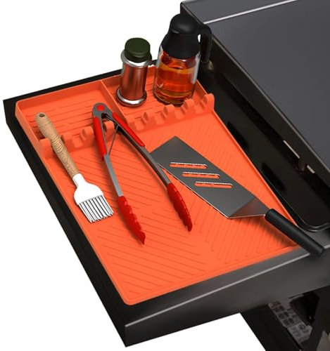 Silikon Grill Side Rack Kissen Black Rock Grill, 3-in-1 Silikon Spatel Kissen Drop Matte, Große Silikon-Geräteablage Mehrere Grillwerkzeuge