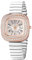 JewelryWe Damenuhr Elastische Quadratische Uhr: Glitzer Zirkonia Analog Quarz Armbanduhr Damen Weiß Edelstahl Stretch-Armband Kleine Diamant Uhr mit Zugarmband & Eckigem Wirbel-Gehäuse