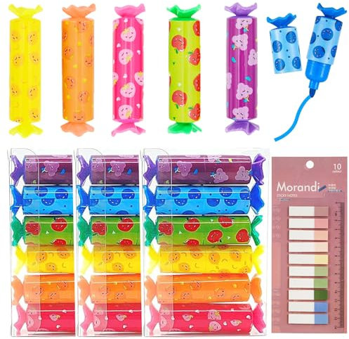 EUDUQ 24 Stück Mini Textmarker Stifte,Bonbon Form Textliner Stifte,Highlighter Pen Kleine Geschenke für Kinder,Aesthetic Marker Pastell,lustige Schreibwaren für Gemälde,Poster,Schulbürobedarf