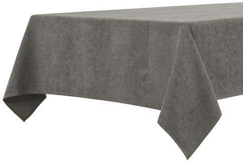 BALCONY & FALCON Table Cloth Waterproof Washable Olive Black 145x300cm | Rectangular, Faux Linen, Heavyweight, Wrinkle Resistant, Wipe Clean, Farmhouse, Dining, Kitchen, Wedding, Party, Outdoor