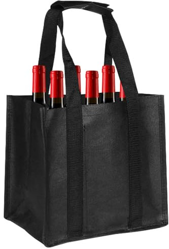 Bolsa para Botellas con 6 Compartimentos,27 x 27 x 18 cm Cesta Botella con Partición Separada para 6 Botellas,Bolsillo de Botella de Vino de Compartimento Reutilizable,Bolsa para Botellas 2 litros