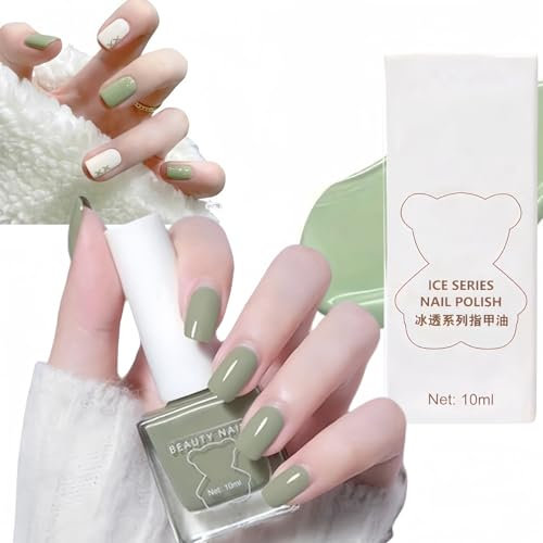 Sage Green Gel Nail Polish - Quick Dry, Water Based, Breathable, Teal Shade for Women - French Manicure Style