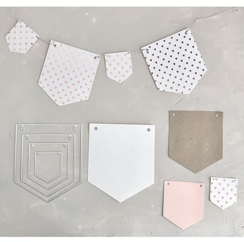 Stanzschablonen Set Wimpel Fahne Banner Girlande, bis 12x14cm, 4-tlg.