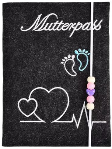 QOCUILC Mutterpasshülle aus hochwertigem, tief grauem Filz für den Mutterpass. Mit zusätzlichen Fächern für Ultraschallbilder, Versichertenkarten, Impfpässe und weitere Dokumente