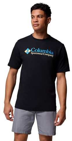 Columbia Men's CSC Basic Logo Short Sleeve, Short Sleeve T-Shirt, Black/CSC Retro Logo, Small