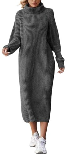 Damenkleid für den Winter, elegantes Pulloverkleid, Silvester, elegant, elastisch, schwarz, Zeremonie, Pullover, Kleid, Langarm, Cocktail, kurze Kleidung, lässig, Abend, Party, Angebot, grau, S