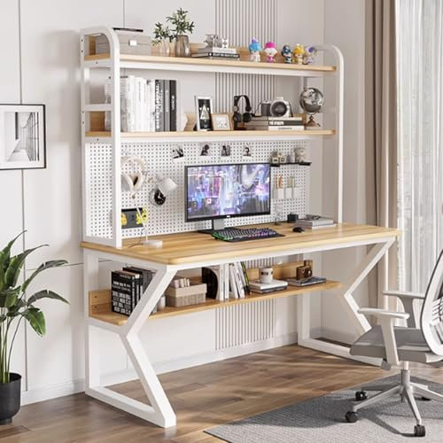 Moderner Computertisch mit Tafel und Bücherfach, industrieller Spieltisch mit Ablagefächern für Büro, Schlafzimmer, Arbeitszimmer, Schreibstation, Arbeitsplatz, Schüler, 100 cm