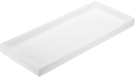 sourcing map Bathroom Vanity Tray, 11.8 x 5 Silicone Soap Dispenser Trays, Shatterproof Kitchen Sink Organizer for Soaps Keys Candle Trinket, White