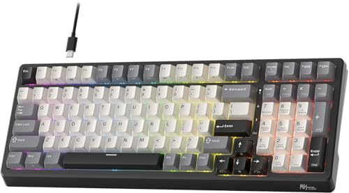 RK ROYAL KLUDGE 100-Tasten-Gaming-Tastatur mit Kabel, KI, mechanischen Tasten, Echtzeit-Spracheingabe-Übersetzung, Hot-Swap-fähigen, RGB, Zwei USB-Anschlüssen&KI-Software-Unterstützung, QWERTY