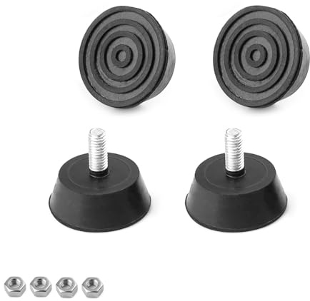 txuzong 4X Pieds Réglables M6 (32 mm) – Vis de 16 mm Incluse | | Caoutchouc Antidérapant pour Meubles, Électroménagers & Planches à Découper | Protection Sol & Réduction des Vibrations
