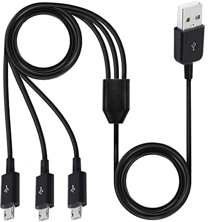 KAHDGSS 3 in 1 USB Male to Three Micro USB Splitter Cable Data Sync Cord Copper Core Cable for Micro USB Devices Transfer Charge