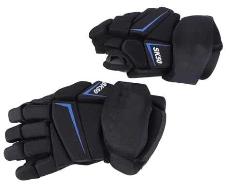 Aoaoy 1 paio di guanti da hockey su ghiaccio, traspiranti, protezione per le dita, in tessuto di nylon EVA, guanti da hockey per giocatori (22,9 cm)
