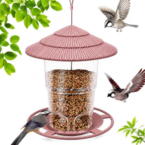 Vogelfutterhaus zum Aufhängen,Vogelfutterspender Futterhaus für Vögel | Wetterfestes Futterstation,Futtersilo Rattensicher,Vogelfutterstation,Futterhaus für Vögel Hängend Kunststoff,für Garten