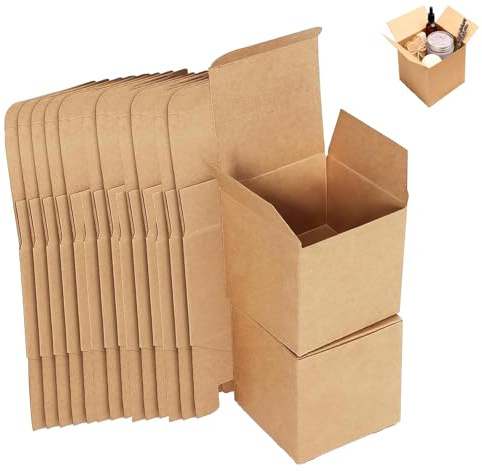 Geschenkboxen Kraftpapier, 15 Stück Karton Geschenkboxen, Braun Geschenkbox Quadratisch, Karton Schachteln, 10 x 10 x 10 cm Pappschachteln mit Deckel, Wiederverwendbar(Braun–10x10x10cm–15Stück)