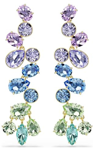 Swarovski Orecchini pendenti Gema, Taglio misto, Chandelier, Lunghi, Multicolore, Placcato color oro