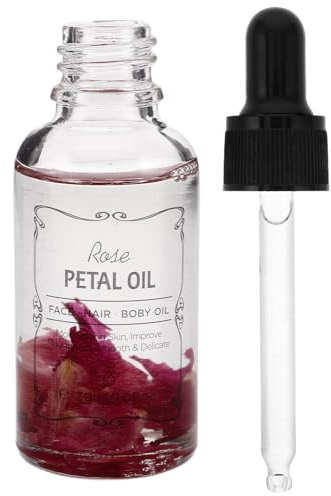 Ätherisches Rosenöl für Haut und Haar, Feuchtigkeitsspendend, Rot | Glasflasche, Körpermassage und Haarpflege, Blumiger Duft, für Gesicht und Nägel