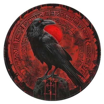 Mauspads Schwarze Krähe,Pirat,Wikinger Runen Nordische Mythologie Mouse Mat | 20Cm Mauspad Gummibasis Waschbar Mouse Pads Für Laptop Spiele Pc