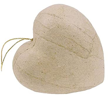 Décopatch AC686O Herz in 3D aus Pappmaché, 4 x 8 x 8 cm, zum Verzieren und Aufhängen, perfekt für Ihre Wohndeko, kartonbraun
