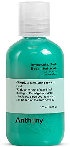 Anthony Invigorating Rush Hair and Body Wash – Pine Wood Scent Contains Eucalyptus Extract, Canadian Balsam & Birch Leaf - 100ml