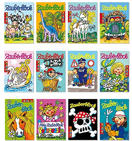 Lutz Mauder Zauberblöckchen-Set: 12 Motive, A8-Format, für Jungen und Mädchen (3-6 Jahre), enthält 12 Blöckchen mit je 24 Einzelblättern