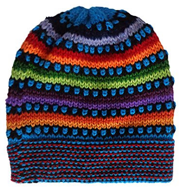 Gamboa Alpaka-Beanie-Mütze, handgestrickt, mehrfarbig - - Einheitsgröße