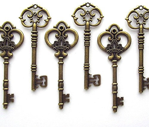 Makhry Mixed 20 Extra 3 1/4 Zoll Große Vintage Skelett Schlüssel Antike Schlüssel Alt Schlüssel Bronze Schlüssel Hochzeit Retro Schlüssel Deko (Antike Bronze)