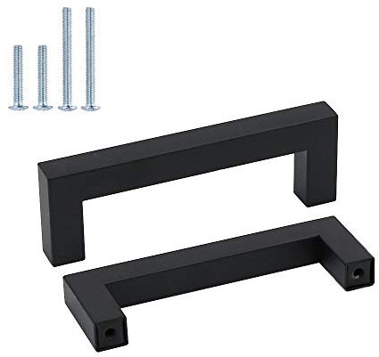 goldenwarm 1 Stück Schwarz Möbelgriff Edelstahl Stangengriff Relinggriffe LSJ12BK96 Bohrlochabstand 96mm Küchengriff Schrankgriffe Schubladengriffe Quadratischer Griff