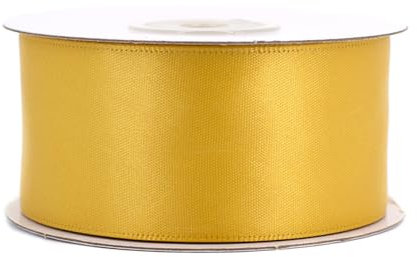 Doppelseitiges Satinband 38mm x 20m Rolle - FARBAUSWAHL in 6/10/25/38mm - farbecht & waschbar - Schleifenband für Hochzeit - Geschenkband zum Verpacken Dekorieren Basteln - Gold 687H
