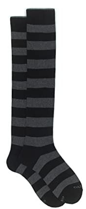 Calze lunghe uomo cotone nero righe bicolore