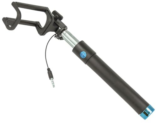 Palo Selfie Universal con Cable, Soporte de Teléfono Móvil para Autorretratos, Negro y Azul