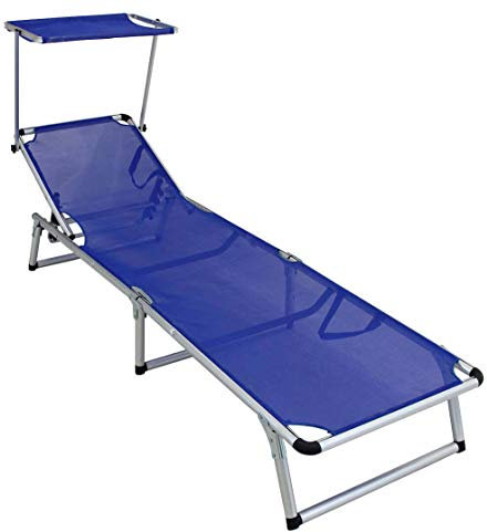 MilaniHome lit Chaise Longue avec Toit Pliant pour Camping Plage Mer Piscine Jardin