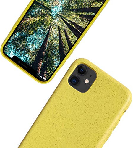 eplanita Eco Mobile Phone Case for iPhone 11, Plant Fibre, Drop Protection Cover, Durable and Sustainable (Yellow, for iPhone 11)
