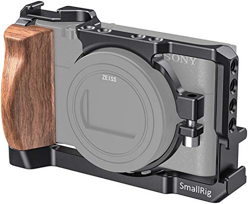 SMALLRIG RX100 Vi/VII Cage, Jaula con Mango de Madera para Sony RX100 VII y RX100 Vi – CCS2434
