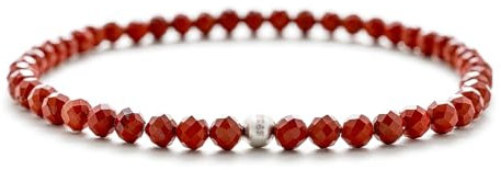 BERGERLIN Jaspis Armband echt mit 925 Sterling Silberperle - facettierte Perlen - Größe S
