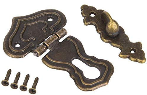 10 Stück Schachteln mit Riegel, Messing, antik, Riegel, Riegel, Flaschenzug, dekorativ, Bronze, Vintage, Schlösser mit Schrauben für Schmuckkästchen, Holzboxen