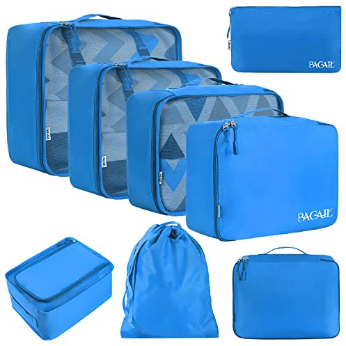 BAGAIL 8 Teilige Packwürfel, Kleidertaschen, Packing Cubes, Verpackungswürfel, Packtaschen Set für Urlaub und Reisen, Kofferorganizer Reise Würfel, Ordnungssystem für Koffer