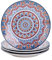 Tafelservice Kuchenteller, vancasso Dessertteller Porzellan, 4 teiliges Kuchenteller Set, MANDALA Serie Ø 21,2 cm Flachteller für Frühstück, böhmischer Stil