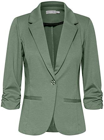 fransa FRZablazer Damen Blazer Kurzblazer Jacke mit Stretch Geraffte Ärmel mit Taschen, Größe:S, Farbe:Lily Pad (165807)