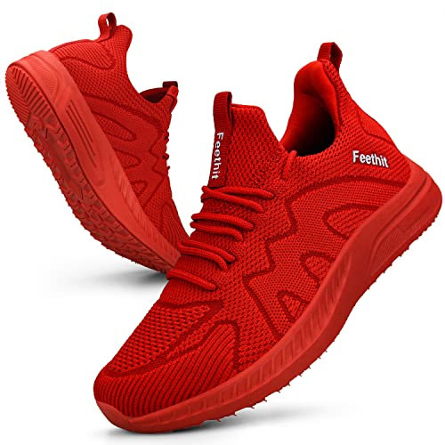 Feethit Turnschuhe Damen Leichtgewichts Atmungsaktiv Sportschuhe Sneaker Rot 40