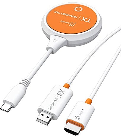 j5create ScreenCast Transmisor y Receptor de Pantalla Inalámbrico USB-C a HDMI, Soporta 1080p, Compatible con MacBook, iPad Pro, ChromeOS, Portátiles USB-C y Android (JVAW62)
