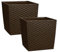 Simpahome 15 Litre Rattan Plastic Planters - Brown, Set of 2 Pots - 25cm Square