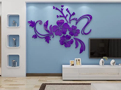 3D Wandaufkleber Blumen Spiegel Wandtattoo Blumen Aufkleber Moderne Kunst ​Wanddeko Sticker für Wohnzimmer Halle Schlafzimmer Home Sofa Wand Badezimmer Kindergarten