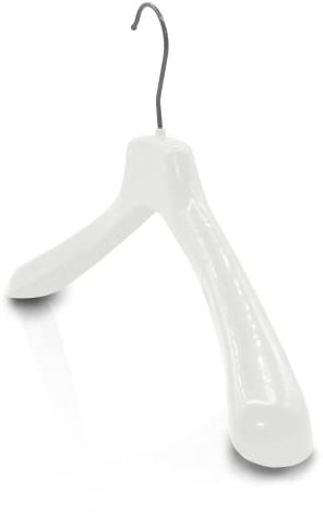 Kiroplast 15 Kleiderbügel Schulterhaken Jacken Mäntel Kleider Schulter Breit Glänzend 42cm (Glänzend Weiß - Silberner Haken)