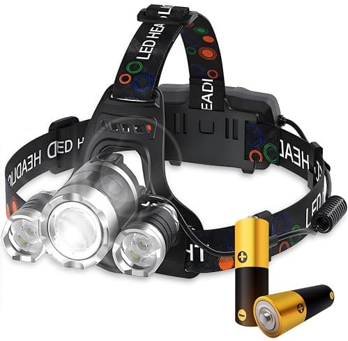 Retoo Stirnlampe LED Superhell mit 4 Lichtmodi und 90° Verstellbarem, Kopflampe für Outdoor, Camping, Wandern, Angeln, Wasserdicht, Batteriebetrieben, Headlampe für Kinder und Erwachsene