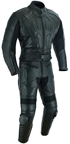 PROANTI Tuta da motociclista in pelle Biker tuta da moto in due pezzi in pelle, Nero , M